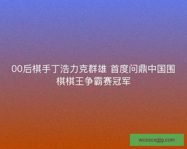 00后棋手丁浩力克群雄 首度问鼎中国围棋棋王争霸赛冠军