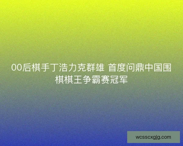 00后棋手丁浩力克群雄 首度问鼎中国围棋棋王争霸赛冠军