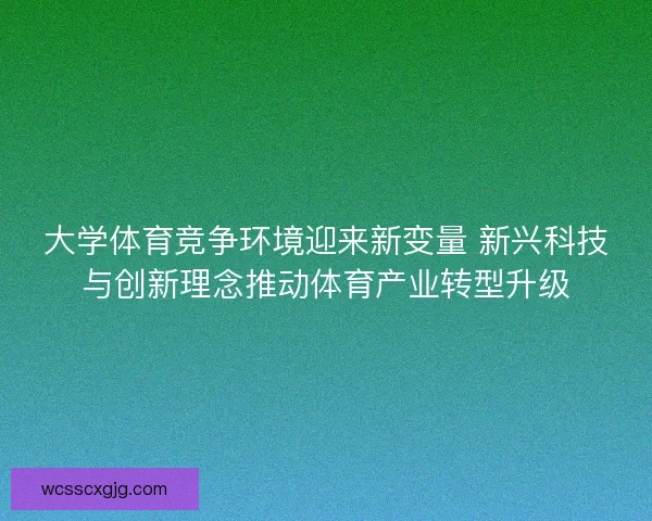 大学体育竞争环境迎来新变量 新兴科技与创新理念推动体育产业转型升级